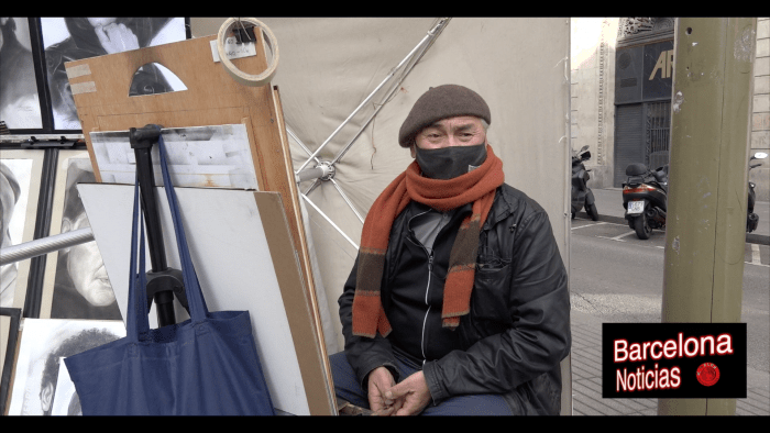 pintor de las ramblas de barcelona quejandose del ayuntamiento