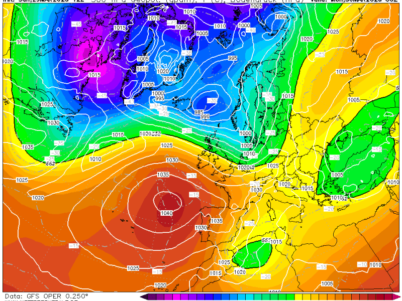 La previsión lunes 30 de marzo de&nbsp;2026.